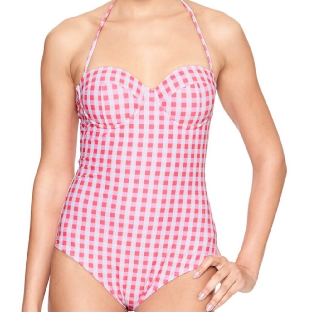 Gap Pink Gingham One Piece Swimsuit